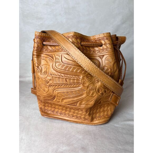 Vintage Style Tooled Leather Purse Boho Cottagecore - Picture 4 of 11